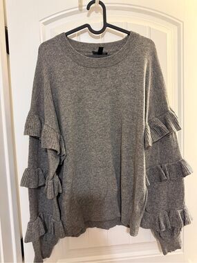 J. Crew Gray Ribbed Crewneck Sweater
